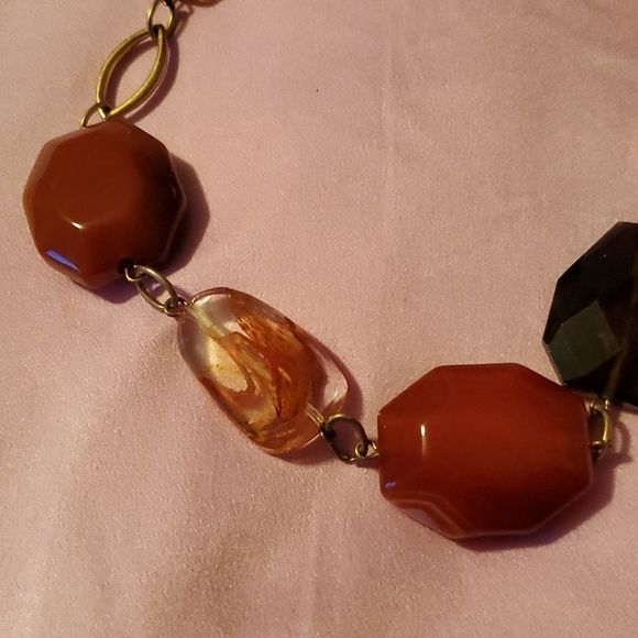 Vintage Carolee Polished Stone Carnelian Necklace 18"‎ - Picture 7 of 11